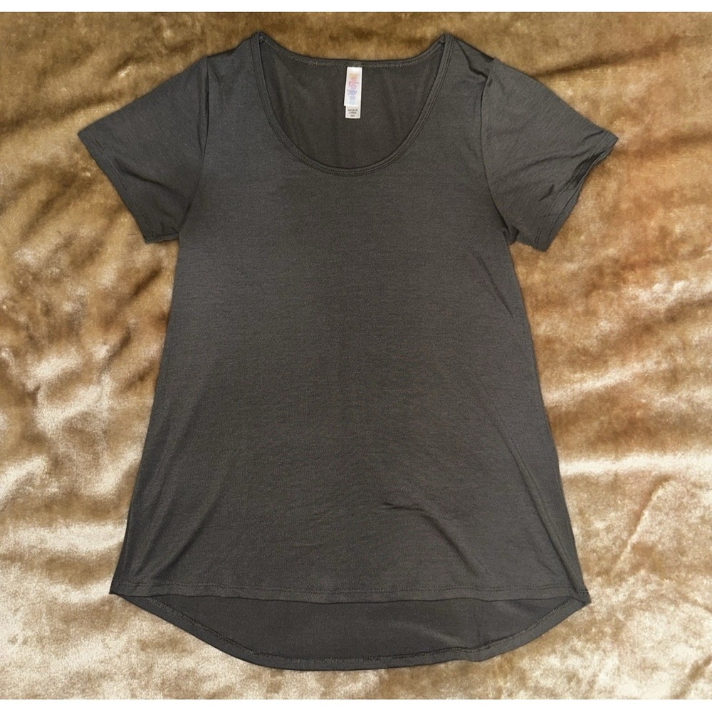 New Lularoe Top Size XXS Short Sleeve Hi-low Pullover Dark Gray